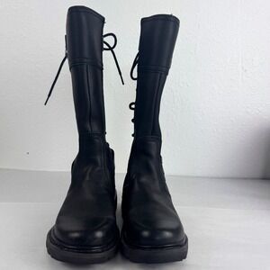 Milwaukee Leather MB268 Womens Black Leather Lace Up Back Biker Boots Size 6.5C